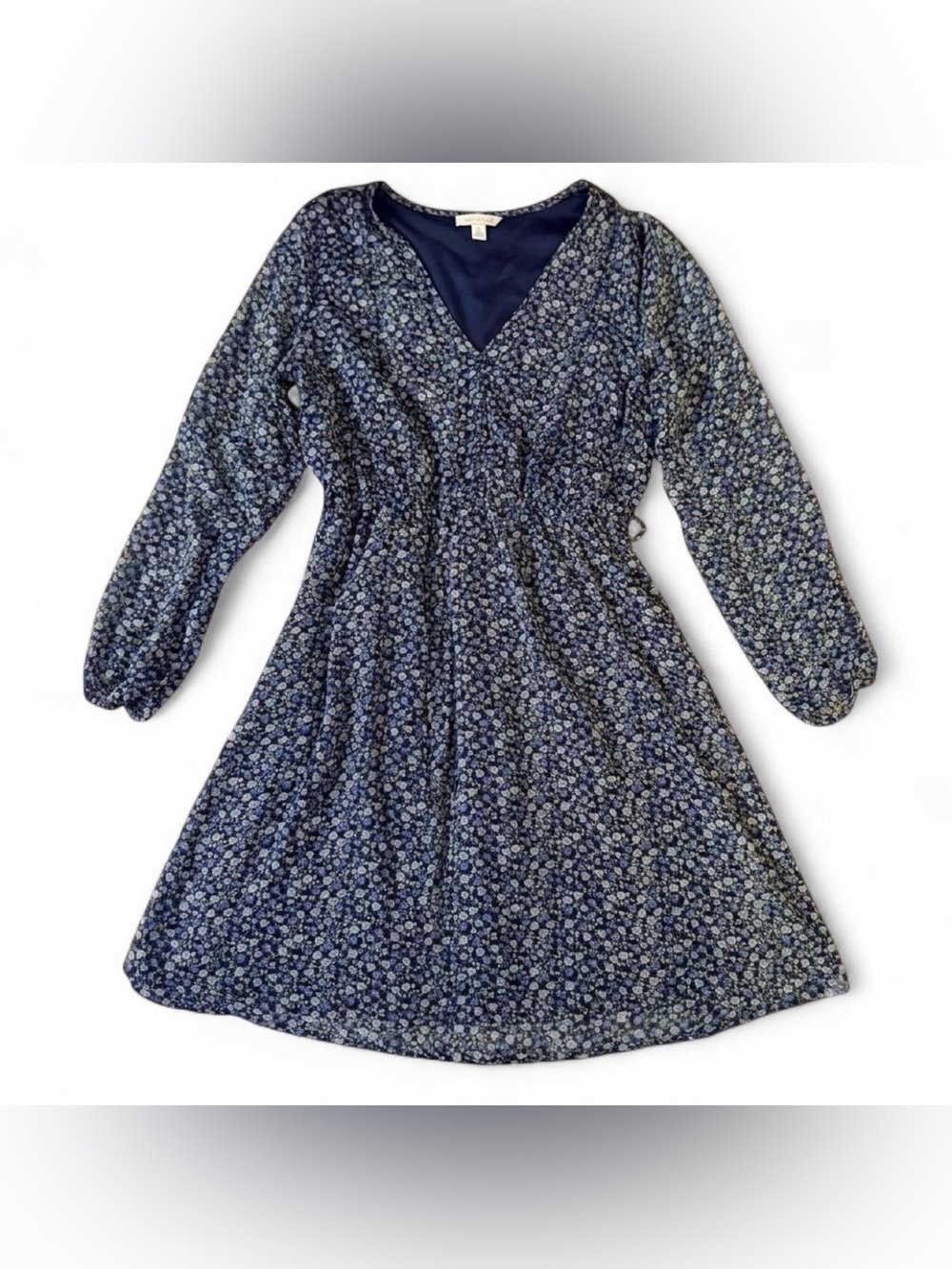 Only Navy Blue Floral Long Sleeve Kids Dress